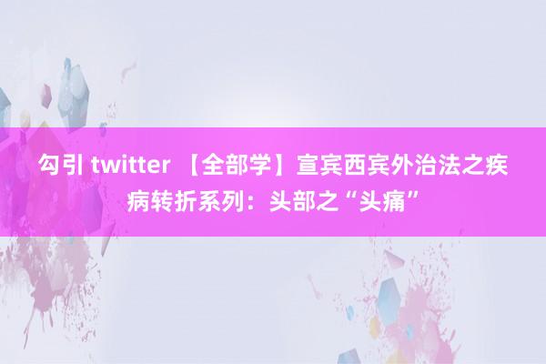 勾引 twitter 【全部学】宣宾西宾外治法之疾病转折系列：头部之“头痛”