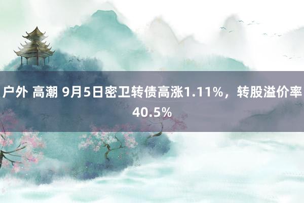 户外 高潮 9月5日密卫转债高涨1.11%，转股溢价率40.5%