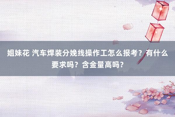 姐妹花 汽车焊装分娩线操作工怎么报考？有什么要求吗？含金量高吗？