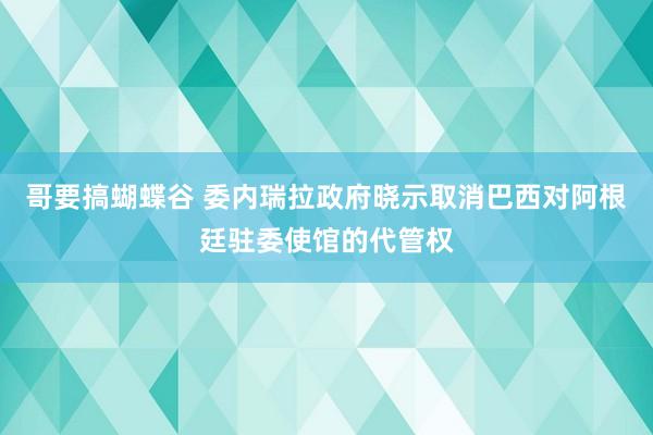 哥要搞蝴蝶谷 委内瑞拉政府晓示取消巴西对阿根廷驻委使馆的代管权