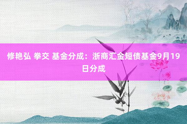 修艳弘 拳交 基金分成：浙商汇金短债基金9月19日分成