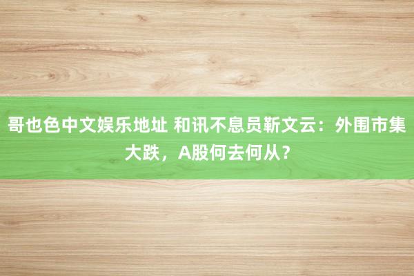 哥也色中文娱乐地址 和讯不息员靳文云：外围市集大跌，A股何去何从？