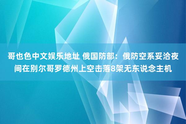 哥也色中文娱乐地址 俄国防部：俄防空系妥洽夜间在别尔哥罗德州上空击落8架无东说念主机