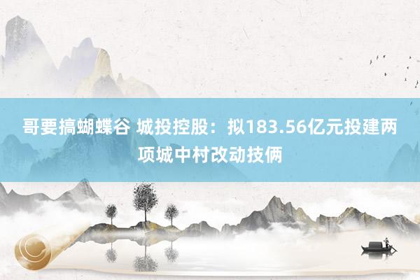 哥要搞蝴蝶谷 城投控股：拟183.56亿元投建两项城中村改动技俩