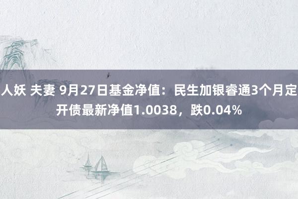 人妖 夫妻 9月27日基金净值：民生加银睿通3个月定开债最新净值1.0038，跌0.04%