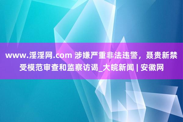 www.淫淫网.com 涉嫌严重非法违警，聂贵新禁受模范审查和监察访谒_大皖新闻 | 安徽网