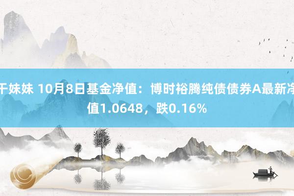 干妹妹 10月8日基金净值：博时裕腾纯债债券A最新净值1.0648，跌0.16%