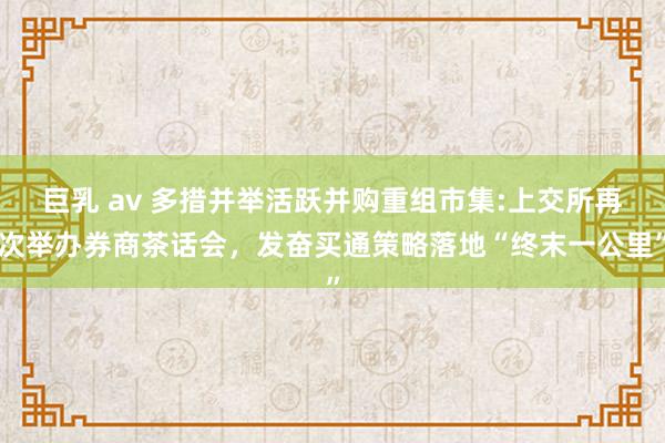 巨乳 av 多措并举活跃并购重组市集:上交所再次举办券商茶话会，发奋买通策略落地“终末一公里”