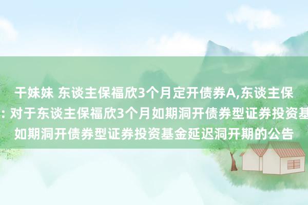 干妹妹 东谈主保福欣3个月定开债券A，东谈主保福欣3个月定开债券C: 对于东谈主保福欣3个月如期洞开债券型证券投资基金延迟洞开期的公告