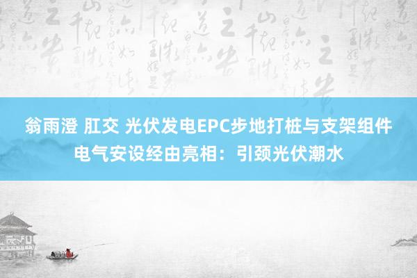 翁雨澄 肛交 光伏发电EPC步地打桩与支架组件电气安设经由亮相：引颈光伏潮水