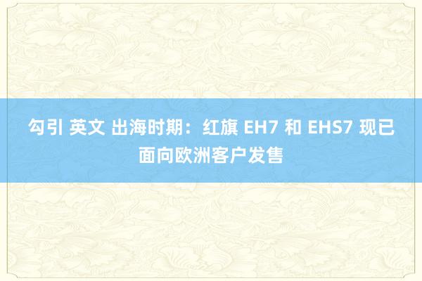 勾引 英文 出海时期：红旗 EH7 和 EHS7 现已面向欧洲客户发售