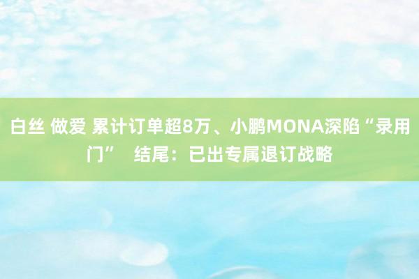 白丝 做爱 累计订单超8万、小鹏MONA深陷“录用门”   结尾：已出专属退订战略