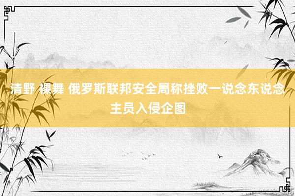 清野 裸舞 俄罗斯联邦安全局称挫败一说念东说念主员入侵企图