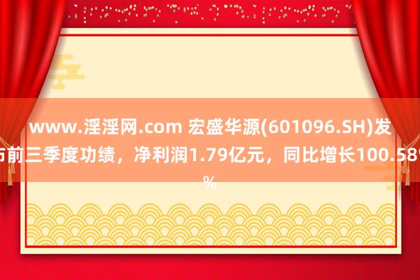 www.淫淫网.com 宏盛华源(601096.SH)发布前三季度功绩，净利润1.79亿元，同比增长100.58%