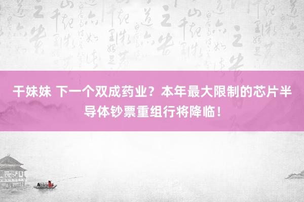 干妹妹 下一个双成药业？本年最大限制的芯片半导体钞票重组行将降临！