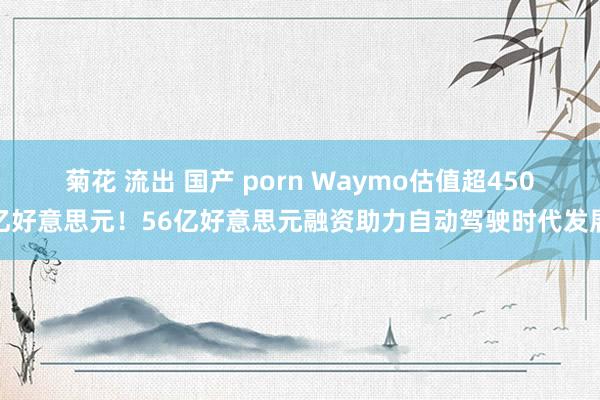 菊花 流出 国产 porn Waymo估值超450亿好意思元！56亿好意思元融资助力自动驾驶时代发展