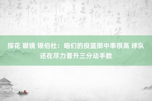 探花 眼镜 锡伯杜：咱们的投篮掷中率很高 球队还在尽力晋升三分动手数