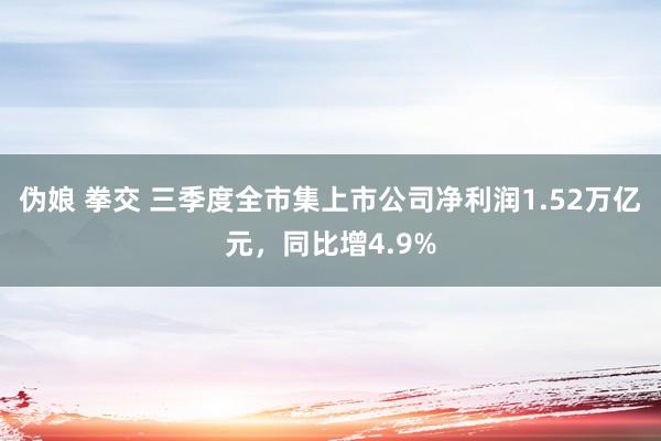 伪娘 拳交 三季度全市集上市公司净利润1.52万亿元，同比增4.9%