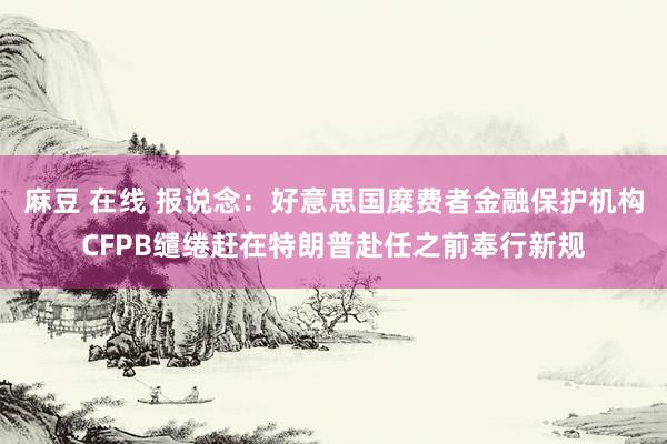 麻豆 在线 报说念：好意思国糜费者金融保护机构CFPB缱绻赶在特朗普赴任之前奉行新规