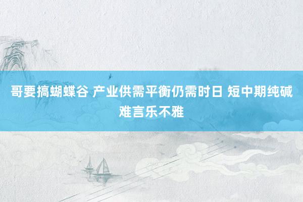 哥要搞蝴蝶谷 产业供需平衡仍需时日 短中期纯碱难言乐不雅