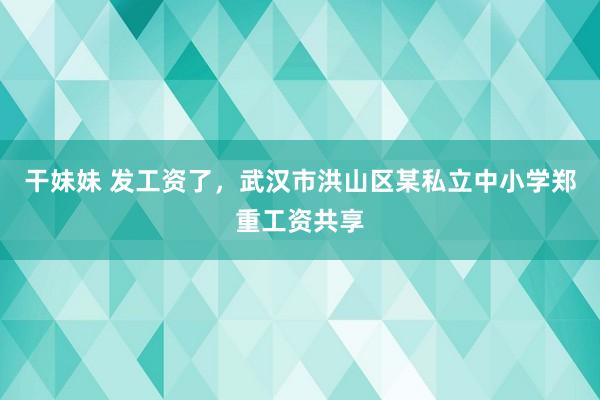 干妹妹 发工资了，武汉市洪山区某私立中小学郑重工资共享