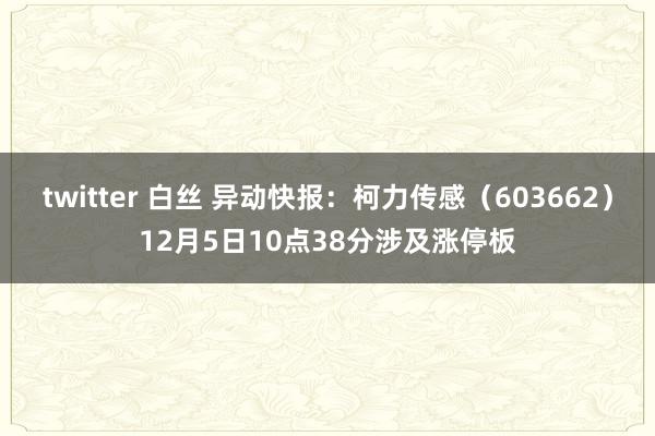 twitter 白丝 异动快报：柯力传感（603662）12月5日10点38分涉及涨停板