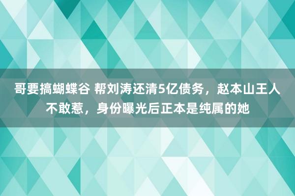 哥要搞蝴蝶谷 帮刘涛还清5亿债务，赵本山王人不敢惹，身份曝光后正本是纯属的她