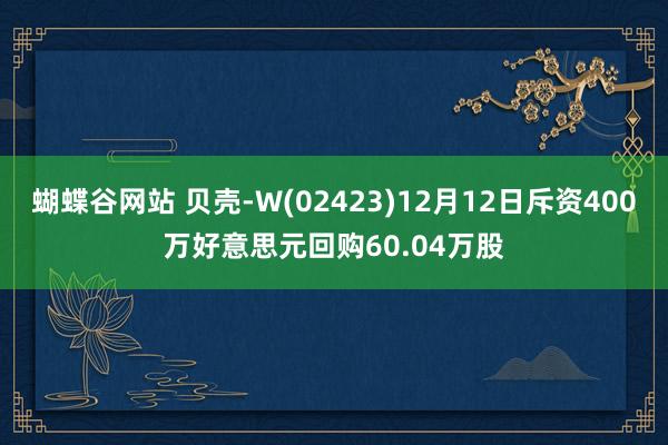 蝴蝶谷网站 贝壳-W(02423)12月12日斥资400万好意思元回购60.04万股