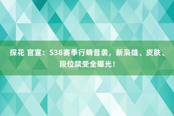 探花 官宣：S38赛季行畴昔袭，新枭雄、皮肤、段位禁受全曝光！