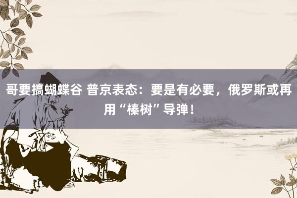 哥要搞蝴蝶谷 普京表态：要是有必要，俄罗斯或再用“榛树”导弹！