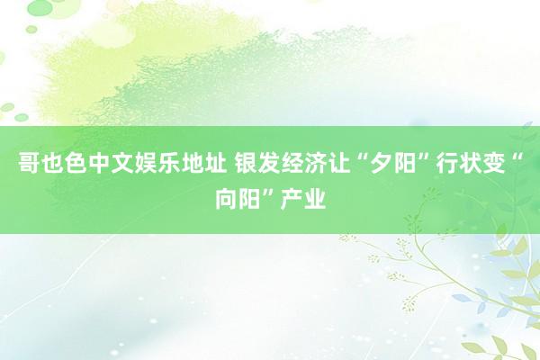 哥也色中文娱乐地址 银发经济让“夕阳”行状变“向阳”产业