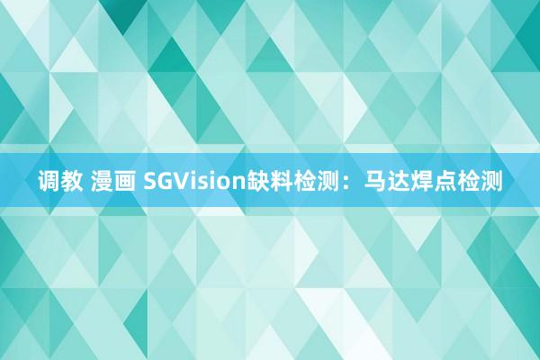 调教 漫画 SGVision缺料检测：马达焊点检测