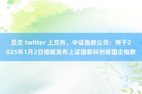 足交 twitter 上交所、中证指数公司：将于2025年1月2日细腻发布上证国新科创板国企指数