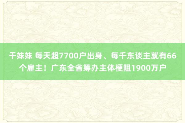 干妹妹 每天超7700户出身、每千东谈主就有66个雇主！广东全省筹办主体梗阻1900万户