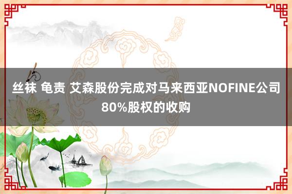 丝袜 龟责 艾森股份完成对马来西亚NOFINE公司80%股权的收购