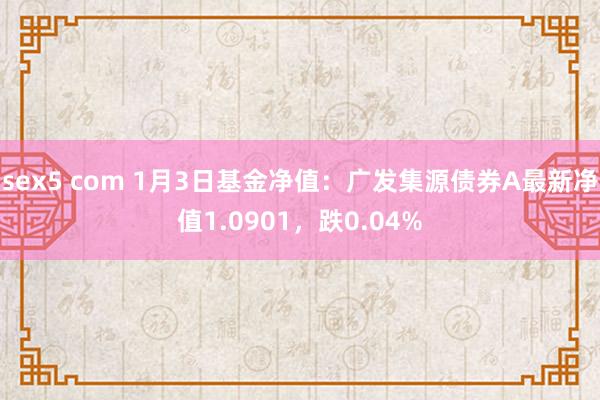 sex5 com 1月3日基金净值：广发集源债券A最新净值1.0901，跌0.04%