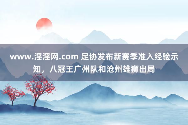 www.淫淫网.com 足协发布新赛季准入经验示知，八冠王广州队和沧州雄狮出局