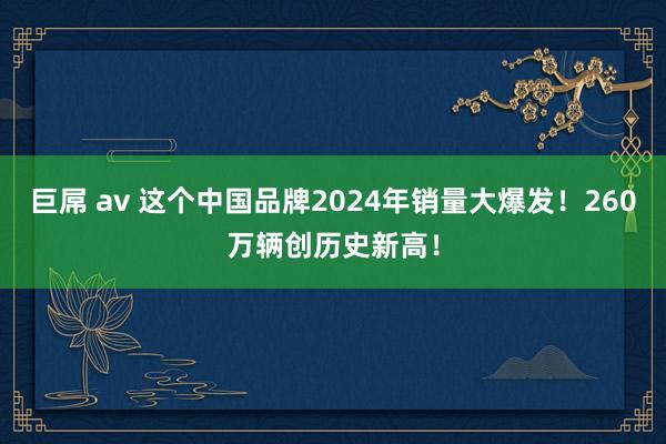 巨屌 av 这个中国品牌2024年销量大爆发！260万辆创历史新高！