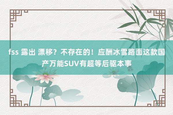 fss 露出 漂移？不存在的！应酬冰雪路面这款国产万能SUV有超等后驱本事