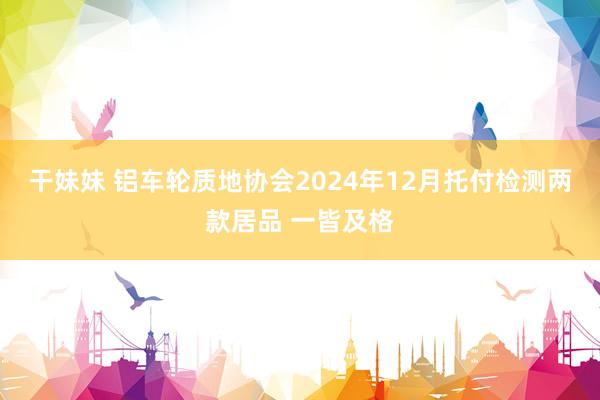 干妹妹 铝车轮质地协会2024年12月托付检测两款居品 一皆及格