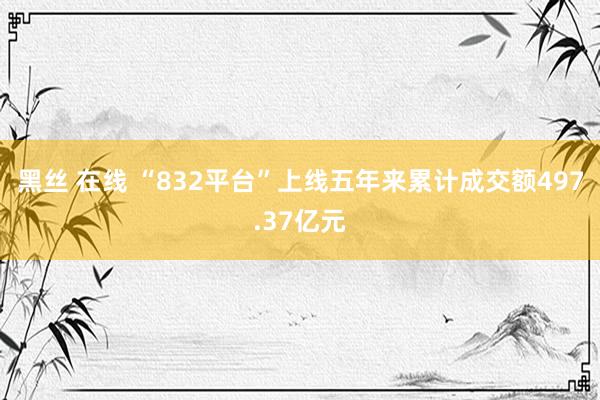 黑丝 在线 “832平台”上线五年来累计成交额497.37亿元