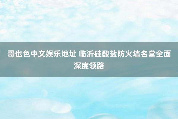 哥也色中文娱乐地址 临沂硅酸盐防火墙名堂全面深度领路